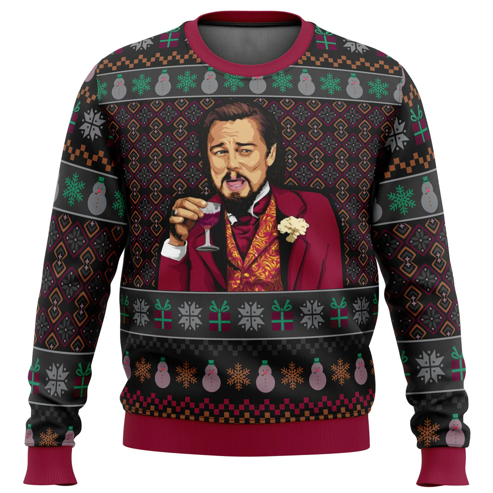 Laughing Leo DiCaprio Meme - Ugly Christmas Sweater - Funny Gifts | HH01