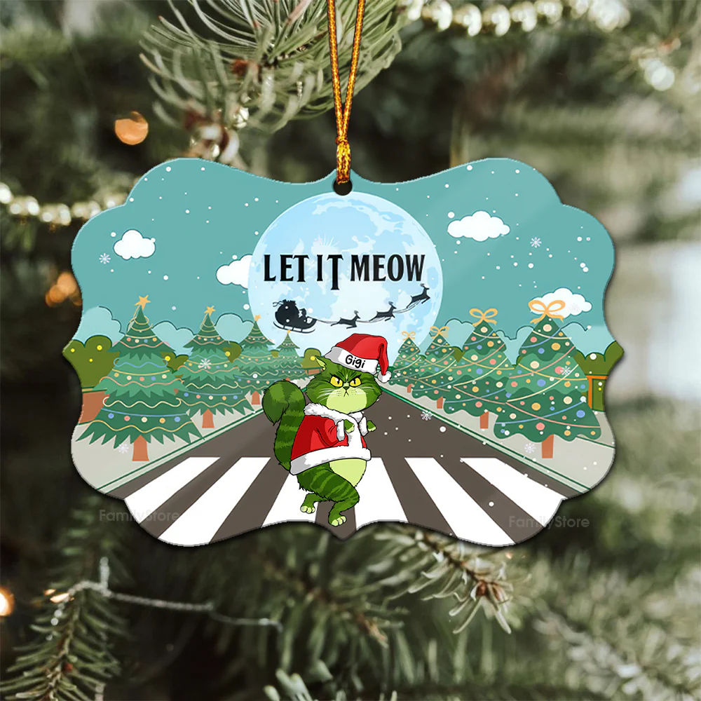 Let It Meow Grinch Cats- Gift For Cat Lover, Pet Lovers - Personalized Wood Ornament - CL16 NH96 - Image 3