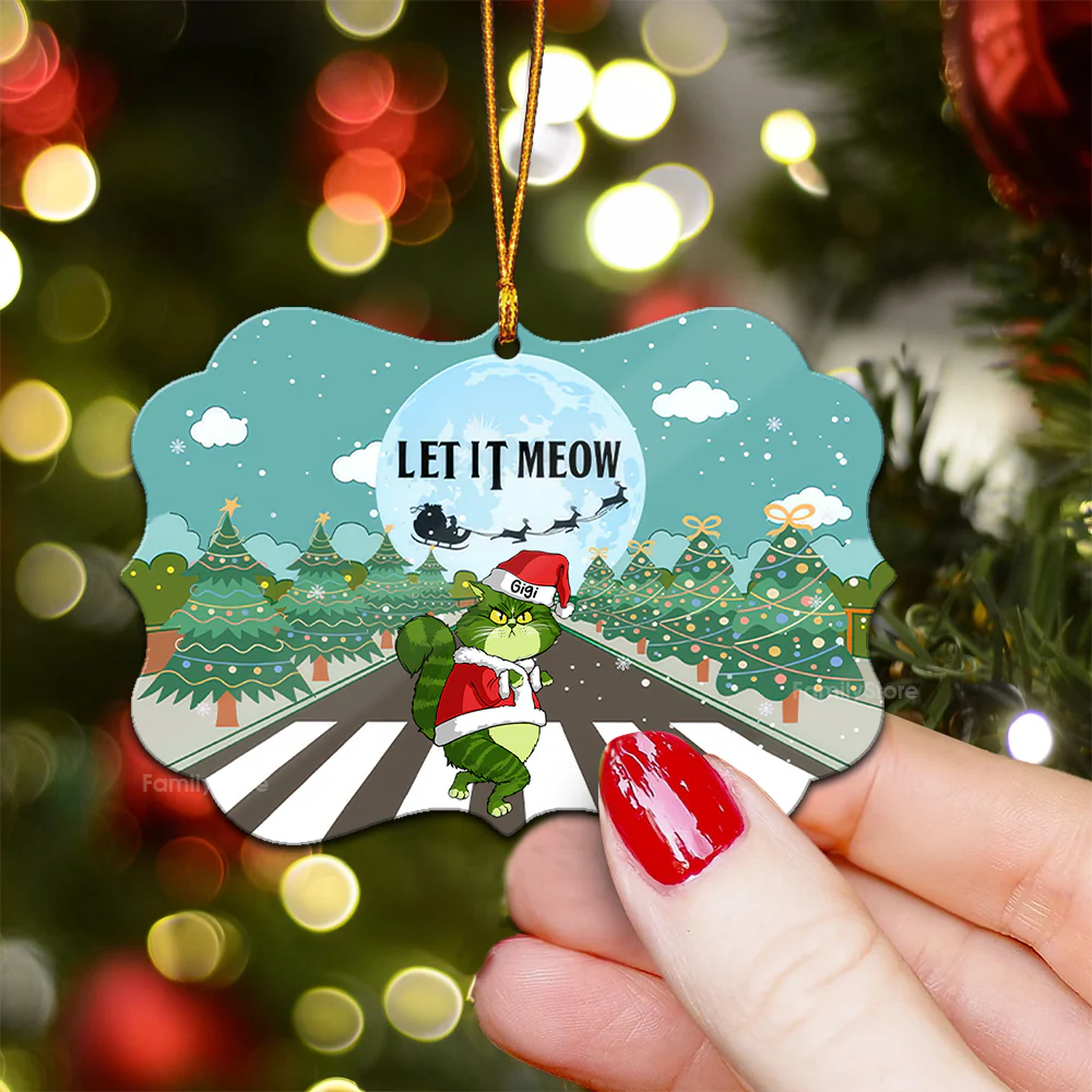Let It Meow Grinch Cats- Gift For Cat Lover, Pet Lovers - Personalized Wood Ornament - CL16 NH96 - Image 4