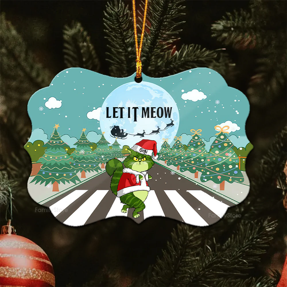 Let It Meow Grinch Cats- Gift For Cat Lover, Pet Lovers - Personalized Wood Ornament - CL16 NH96 - Image 5