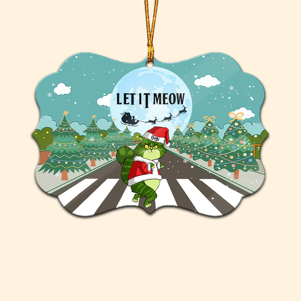 Let It Meow Grinch Cats- Gift For Cat Lover, Pet Lovers - Personalized Wood Ornament - CL16 NH96 - Image 6