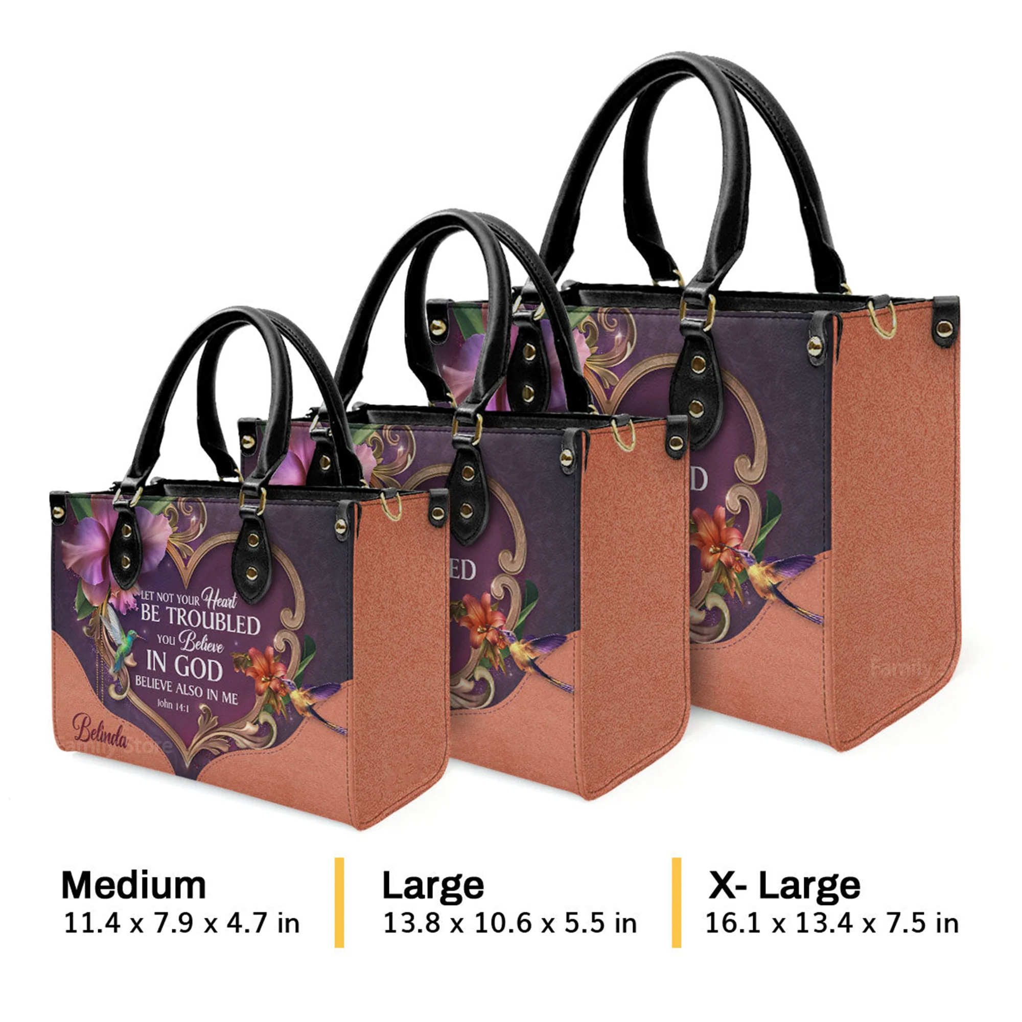 Let Not Your Heart Be Troubled - Awesome Personalized Leather Handbag - AT4081333 - Image 4