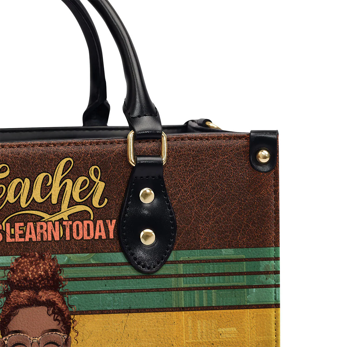 Let’s Learn Today Retro Classroom - Personalized Leather Handbag - Appreciation Gift For Teacher | CLTC04 HD95 - Image 6
