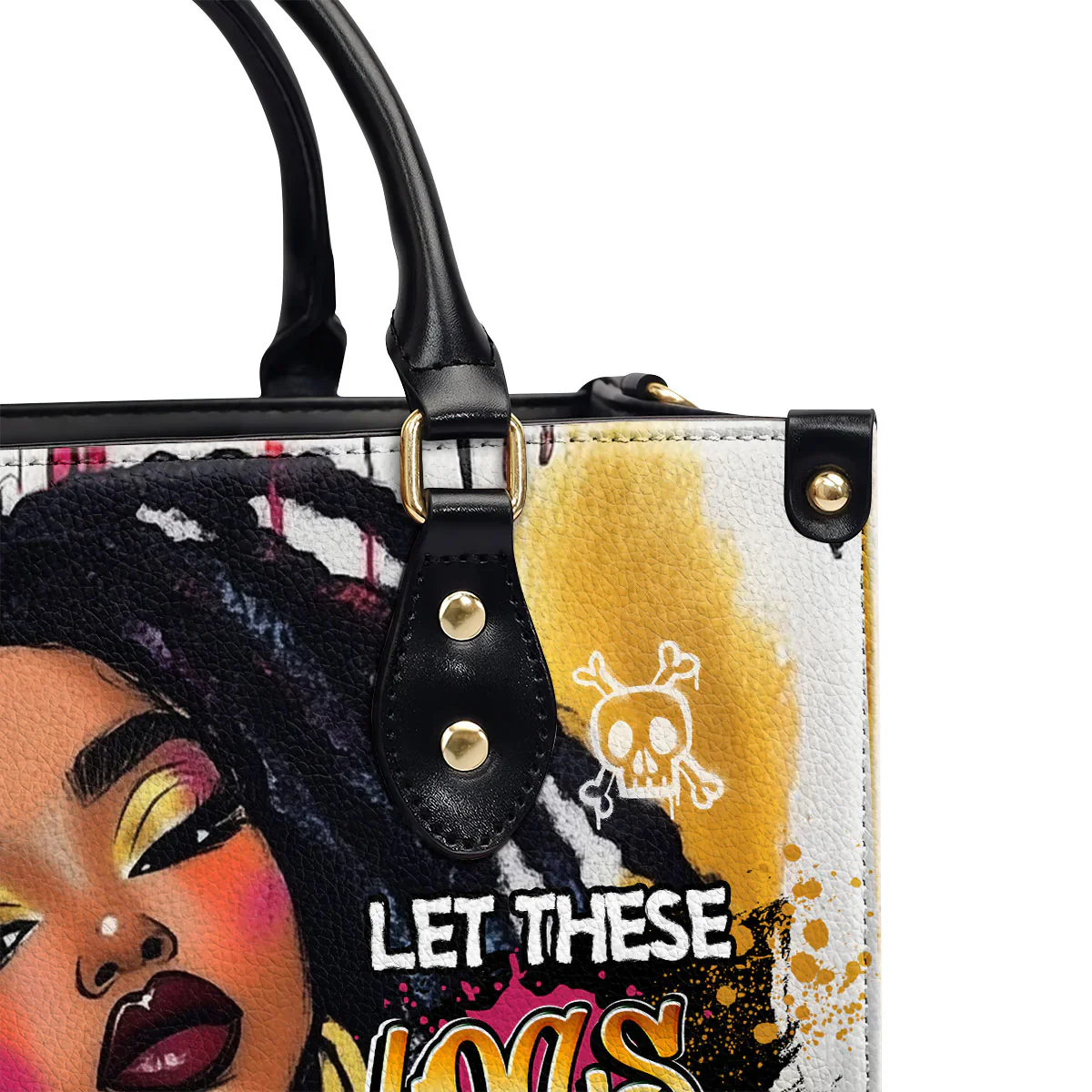 Let These Locs Talk Bold Graffiti Tote - Afro Art Leather Handbag - Gift for Black Women HD95 - Image 6