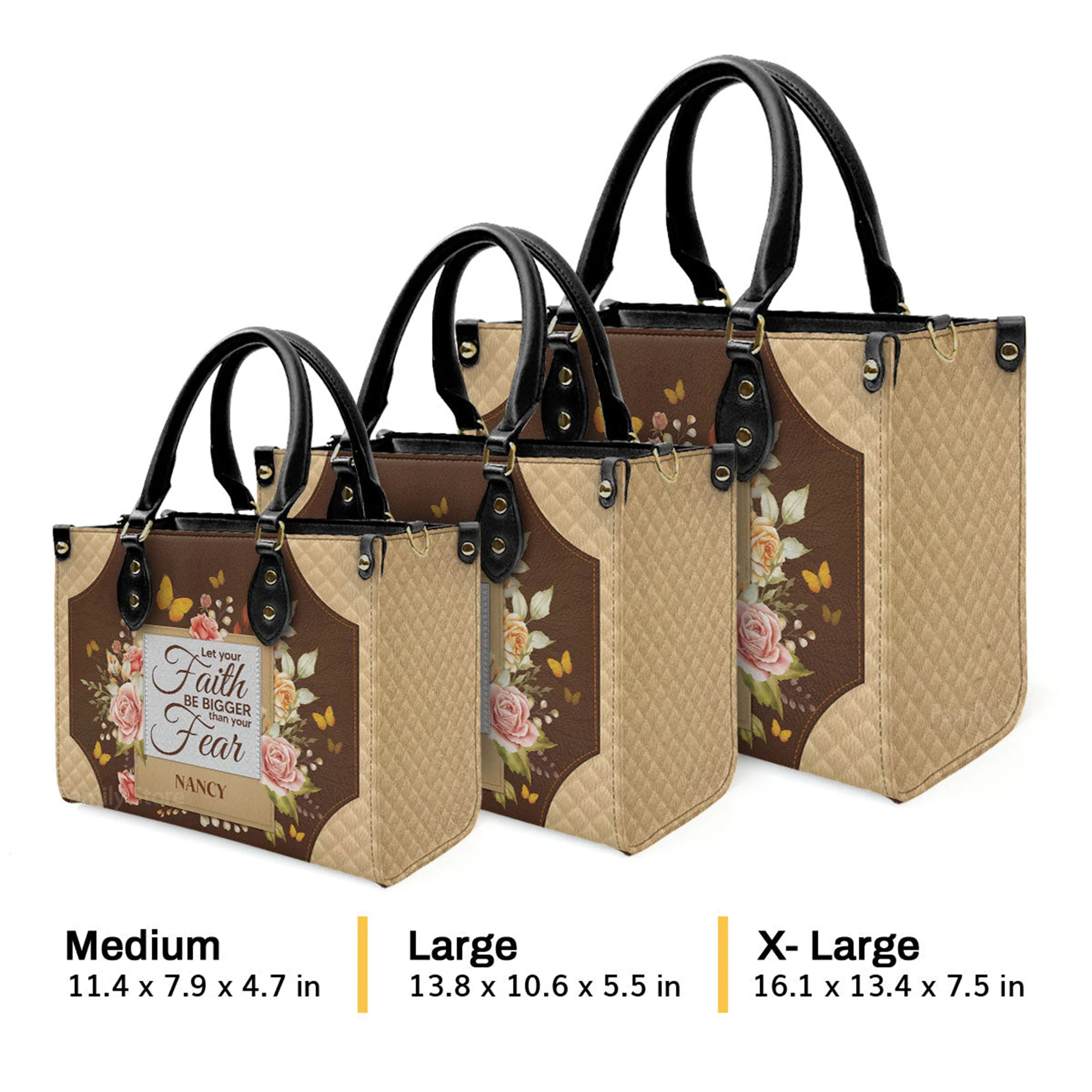 Let Your Faith Be Bigger Than Your Fear - Thoughtful Gift For Christians - Personalized Leather Handbag With Handle - AT4080721 - Image 4