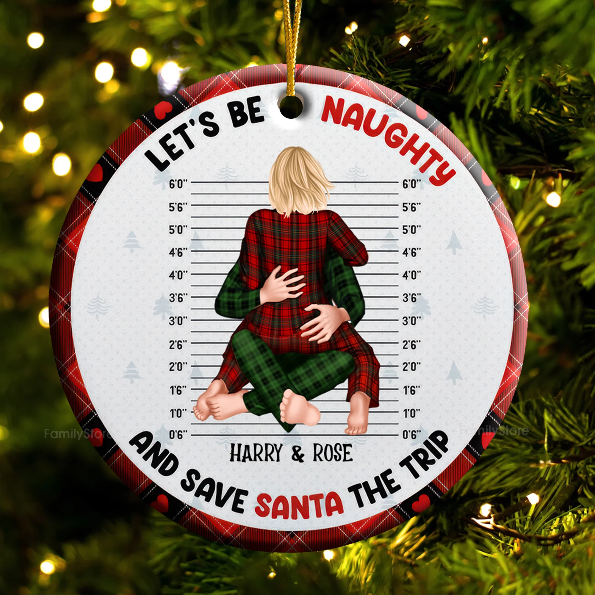 Let's Be Naughty And Save Santa The Trip - Gift For Couples - Personalized Ceramic Ornament - CL28 NH96 - Image 4