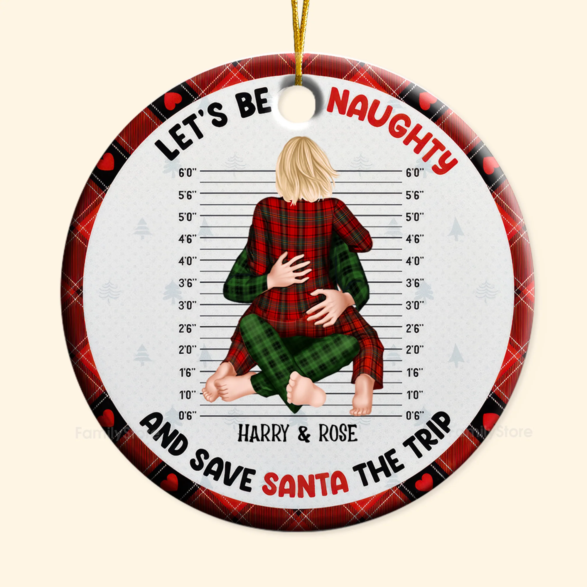 Let's Be Naughty And Save Santa The Trip - Gift For Couples - Personalized Ceramic Ornament - CL28 NH96 - Image 6
