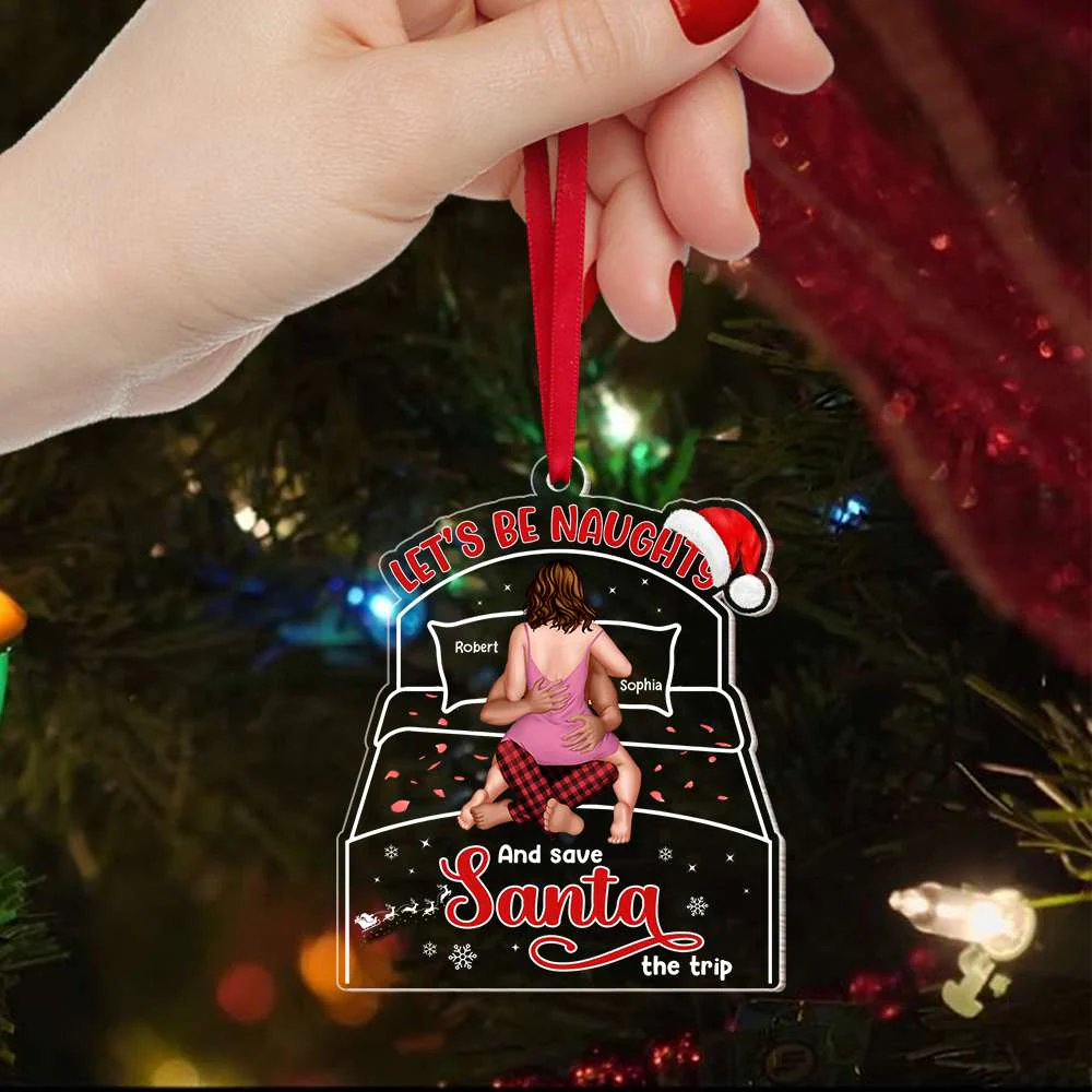 Let's Be Naughty - Personalized Acrylic Ornament - Funny Couple Gift Christmas | CL28 HH01 - Image 4