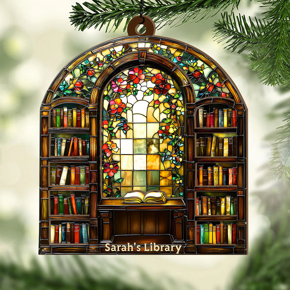 Library Bookshelf - Personalized Window Hanging Suncatcher - Image 3