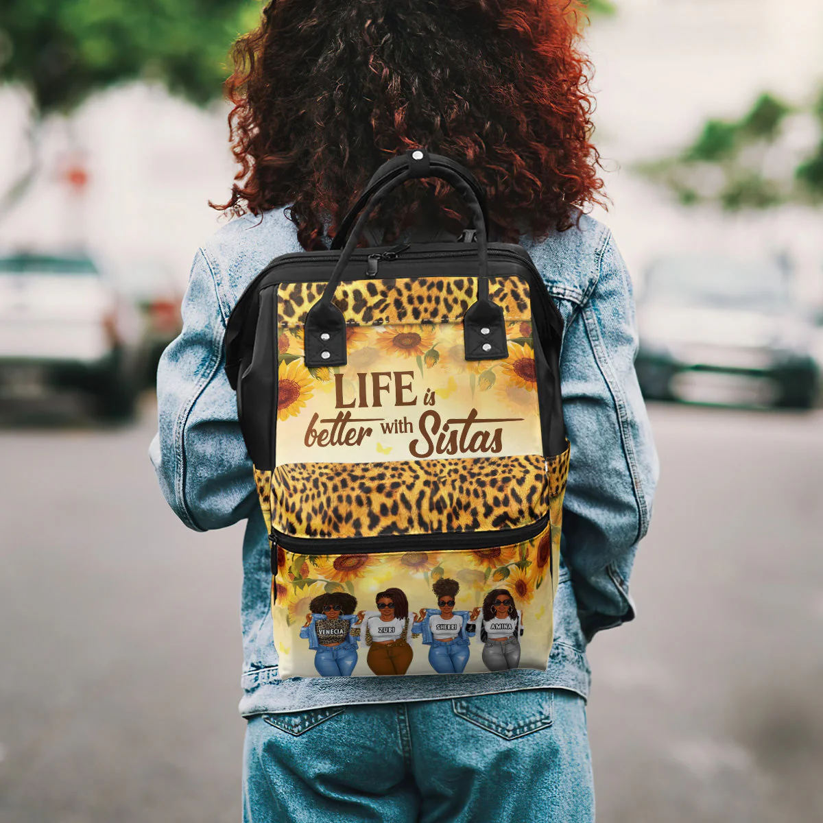 Life Is Better With Sistas - Personalized Duckbilled Backpack - Gift For Friends, Besties - Image 4