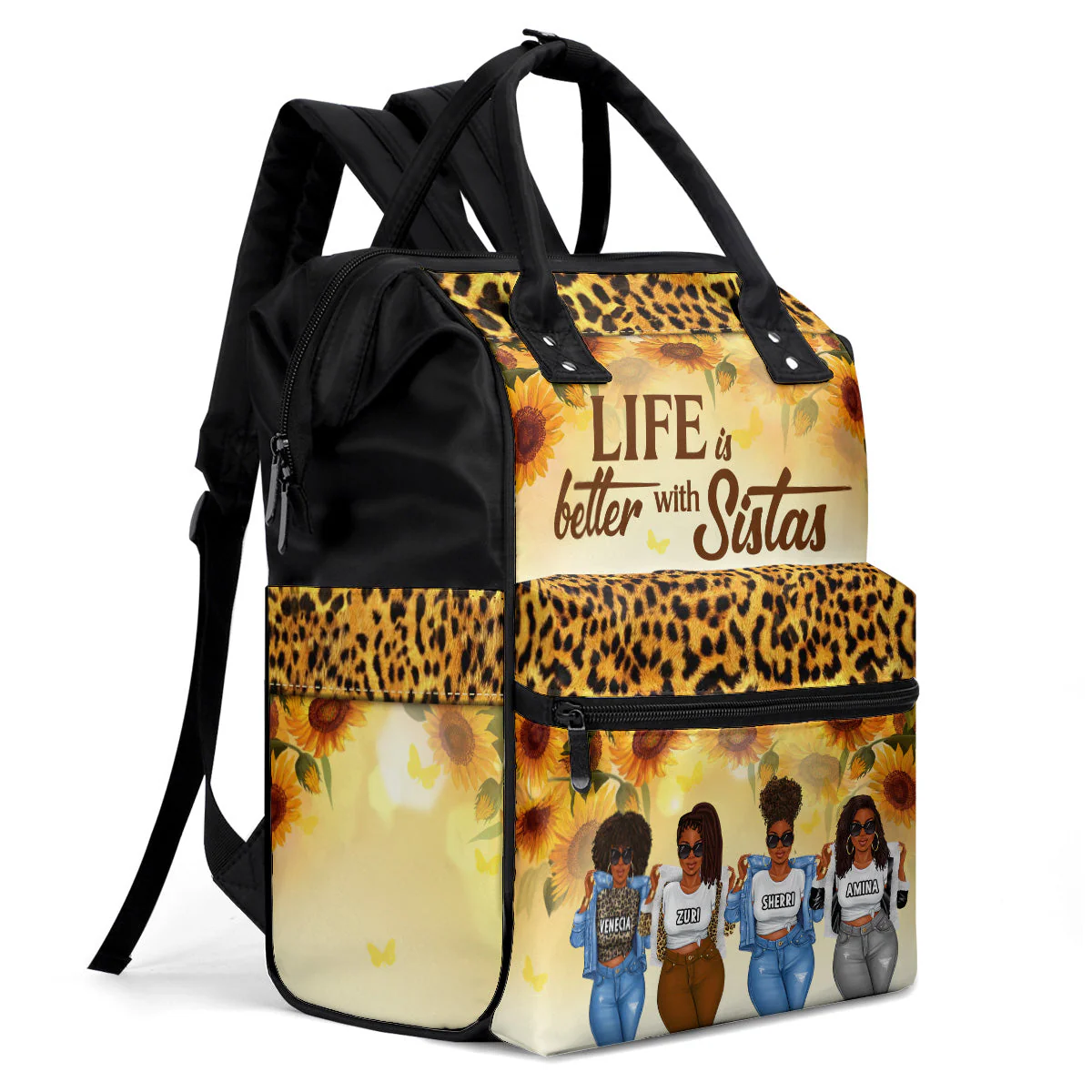 Life Is Better With Sistas - Personalized Duckbilled Backpack - Gift For Friends, Besties - Image 7