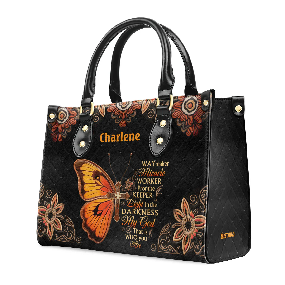 Light in the Darkness Butterfly Tote - Personalized Leather Handbag - Christian Gift For Black Women HD95 - Image 3