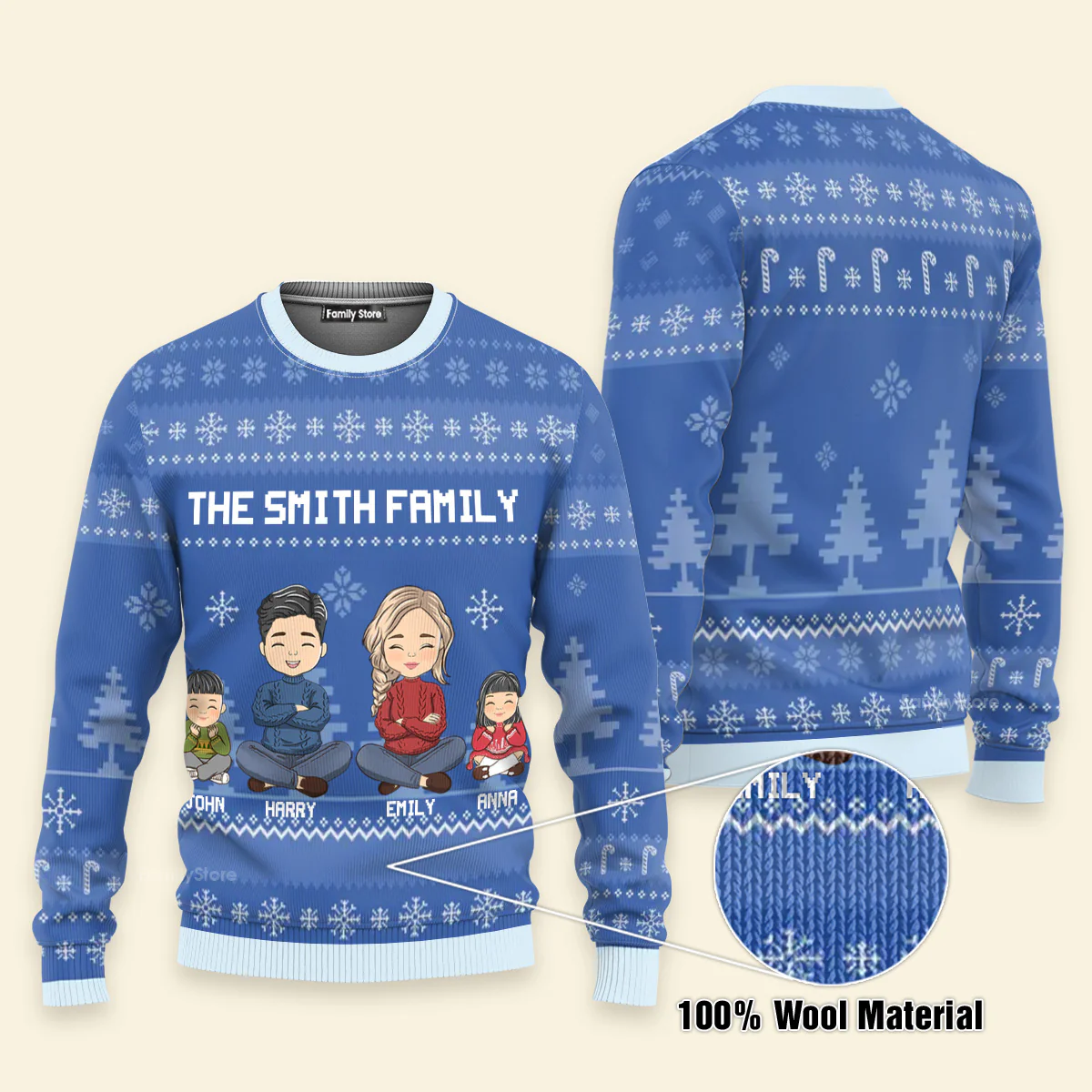 Lights Fill The Streets Spreading So Much Cheer - Gift For Family - Personalized Ugly Sweater - CL35 NA94 - Image 3