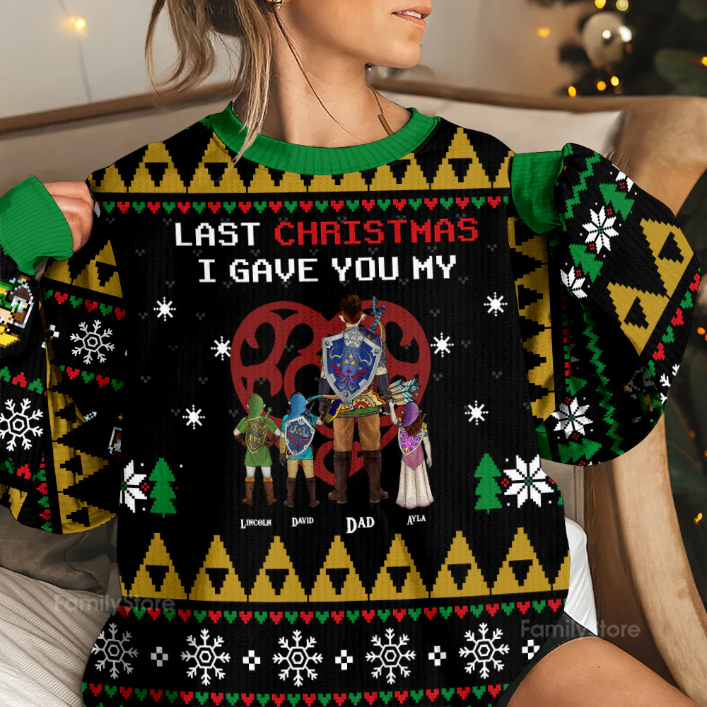 Link To My Heart Legend of Zelda - Personalized Ugly Sweatshirt - Gift for Dad, Grandpa, Husband CL07 NH96 - Image 4