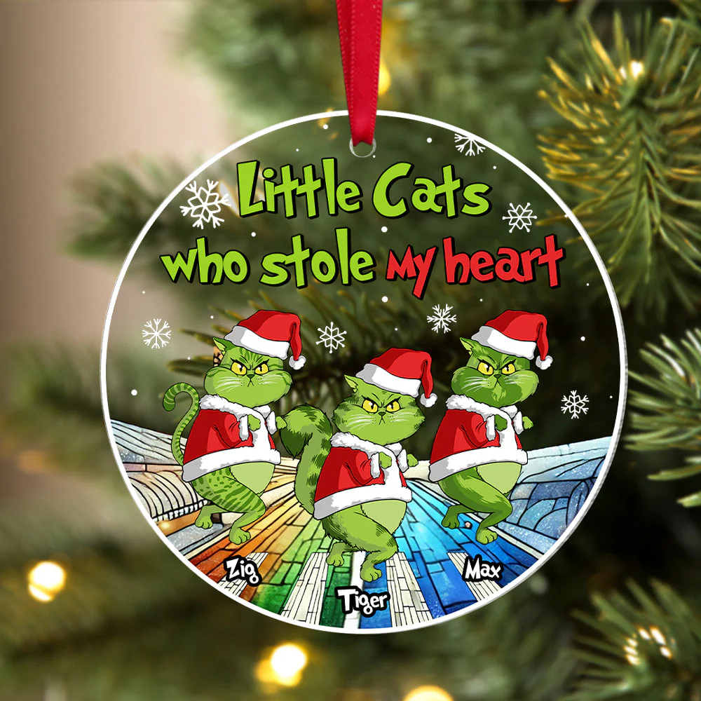 Little Cats Who Stole My Heart Grinch - Gift For Cat Lover, Pet Lovers - Personalized Acrylic Ornament - CL16 NH96 - Image 3