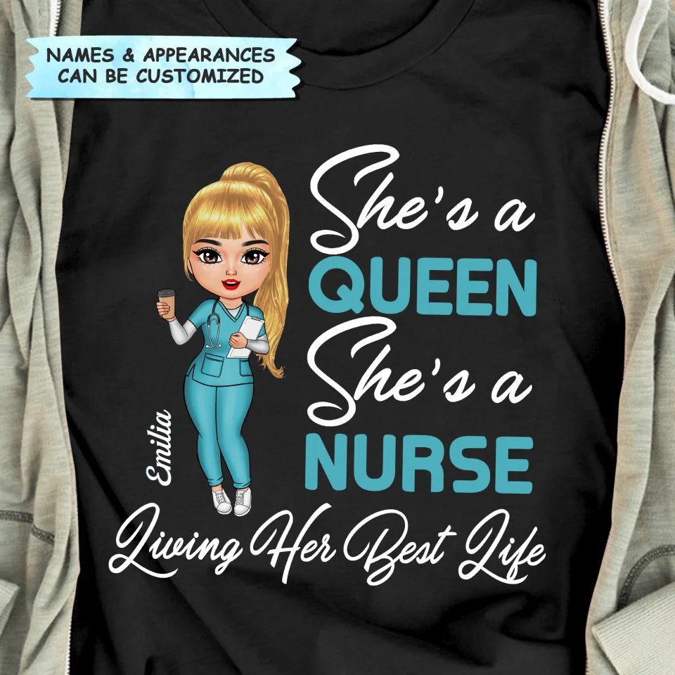 Living Her Best Life - Personalized T-Shirt - Gift For Nurse | NR4 HH01 - Image 2