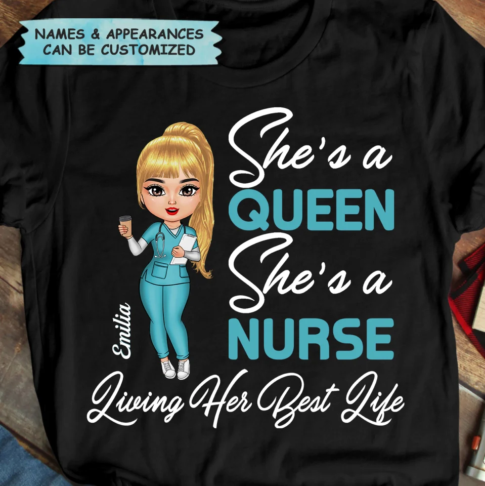 Living Her Best Life - Personalized T-Shirt - Gift For Nurse | NR4 HH01 - Image 3
