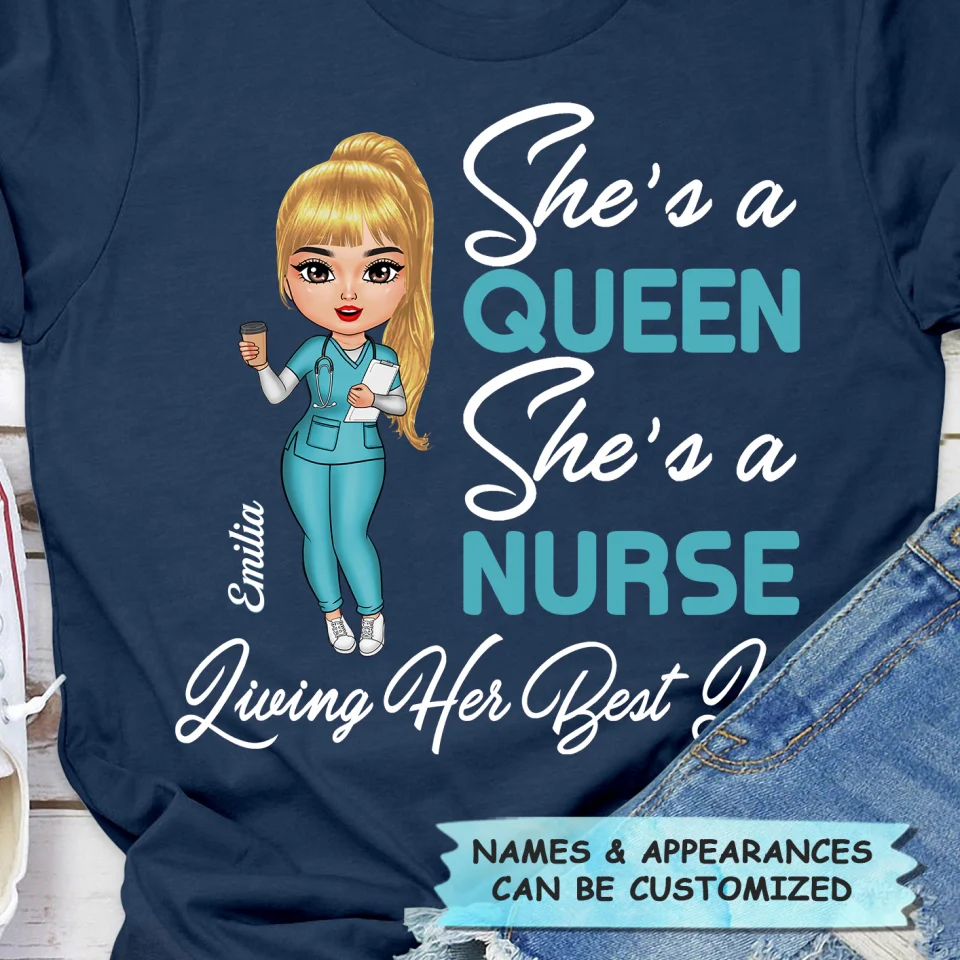 Living Her Best Life - Personalized T-Shirt - Gift For Nurse | NR4 HH01 - Image 4