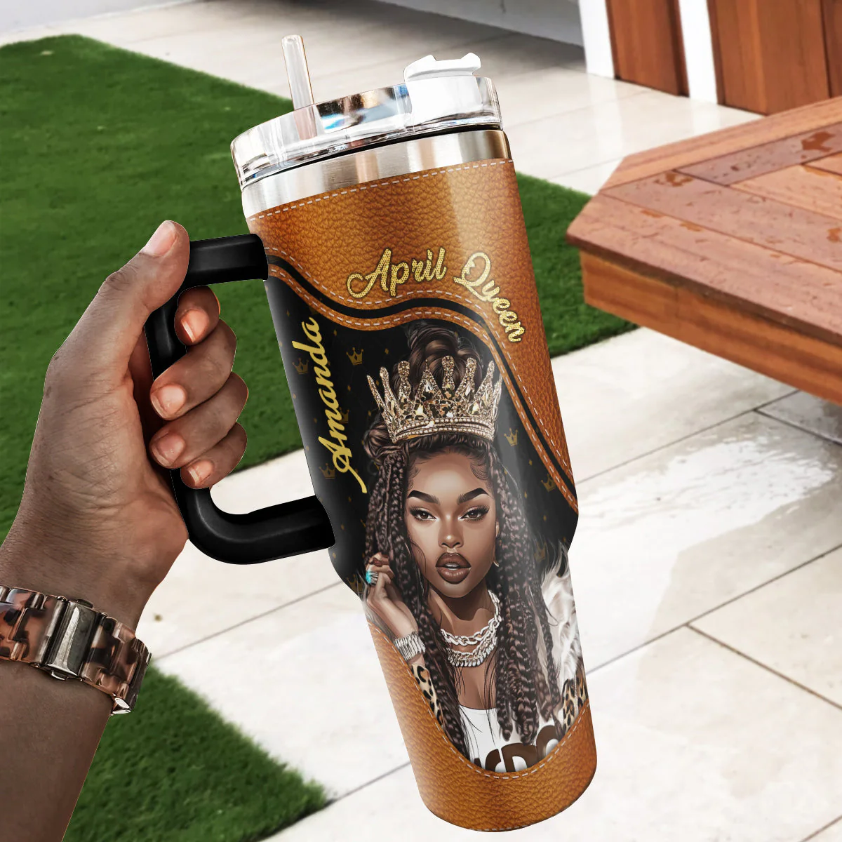 Living My Best Life Black Queen – Personalized Stainless Steel Tumbler - Gift For Birthday Girl, Her HD95 - Image 4