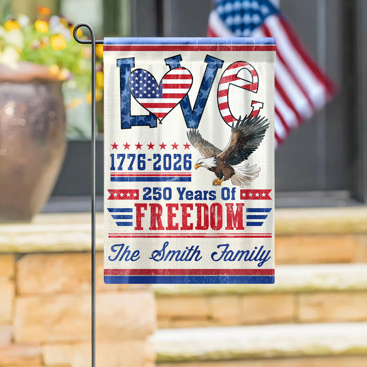 Love 250 Years of Freedom - Personalized Flag - Patriotic Gift For Family, Veteran | HN02 - Image 4