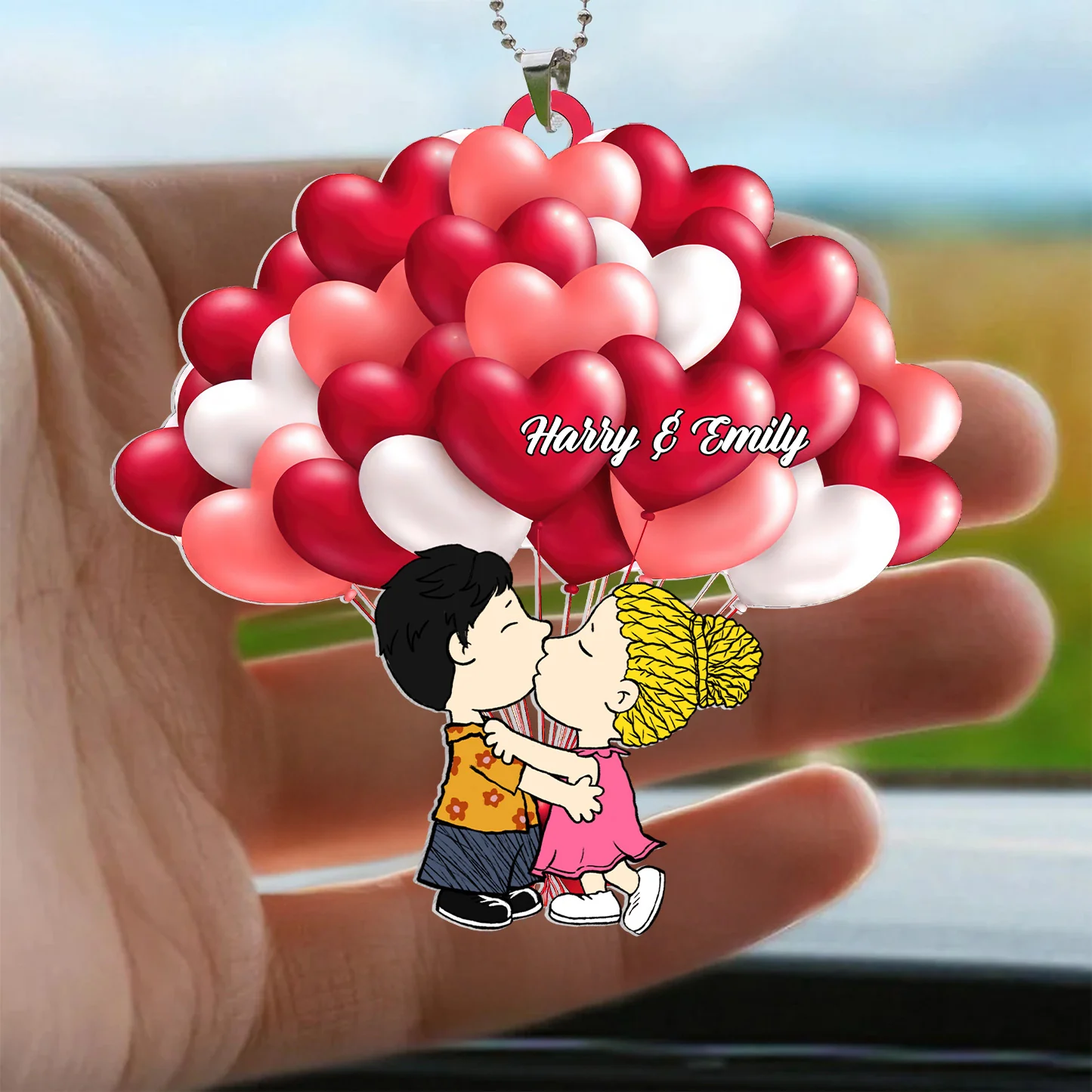 Love Balloon Peanut - Personalized Car Ornament - Gift For Couple, Husband Wife | GR9 NH96 - Image 3