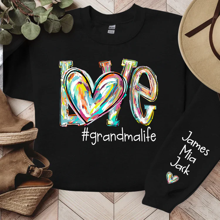 Love Grandma Life - Personalized Sweatshirt With Design On Sleeve - Gift For Grandma, Mom, Wife - NH96 - Image 10