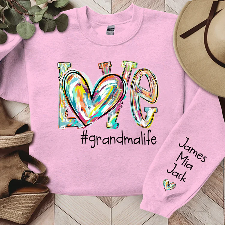 Love Grandma Life - Personalized Sweatshirt With Design On Sleeve - Gift For Grandma, Mom, Wife - NH96 - Image 4