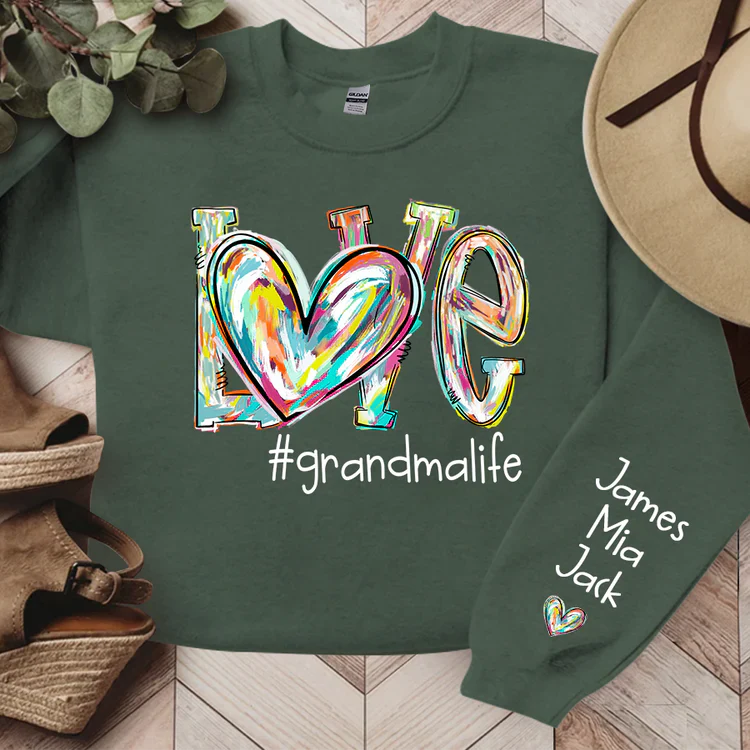 Love Grandma Life - Personalized Sweatshirt With Design On Sleeve - Gift For Grandma, Mom, Wife - NH96 - Image 6