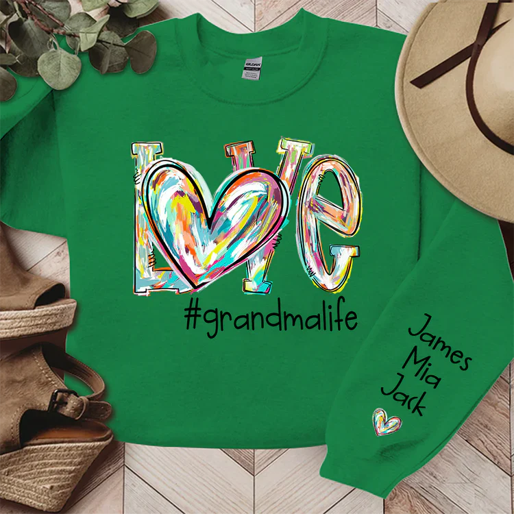 Love Grandma Life - Personalized Sweatshirt With Design On Sleeve - Gift For Grandma, Mom, Wife - NH96 - Image 8