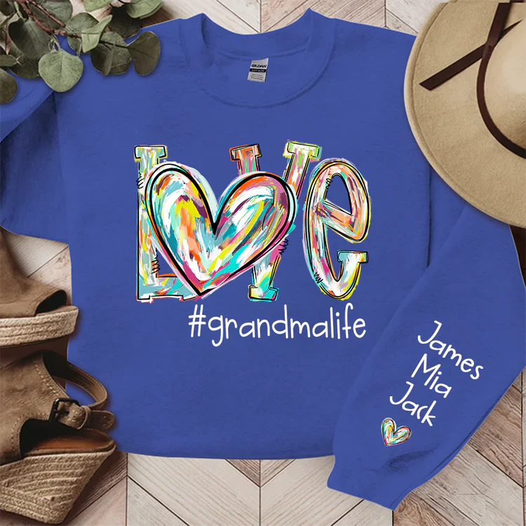 Love Grandma Life - Personalized Sweatshirt With Design On Sleeve - Gift For Grandma, Mom, Wife - NH96 - Image 9