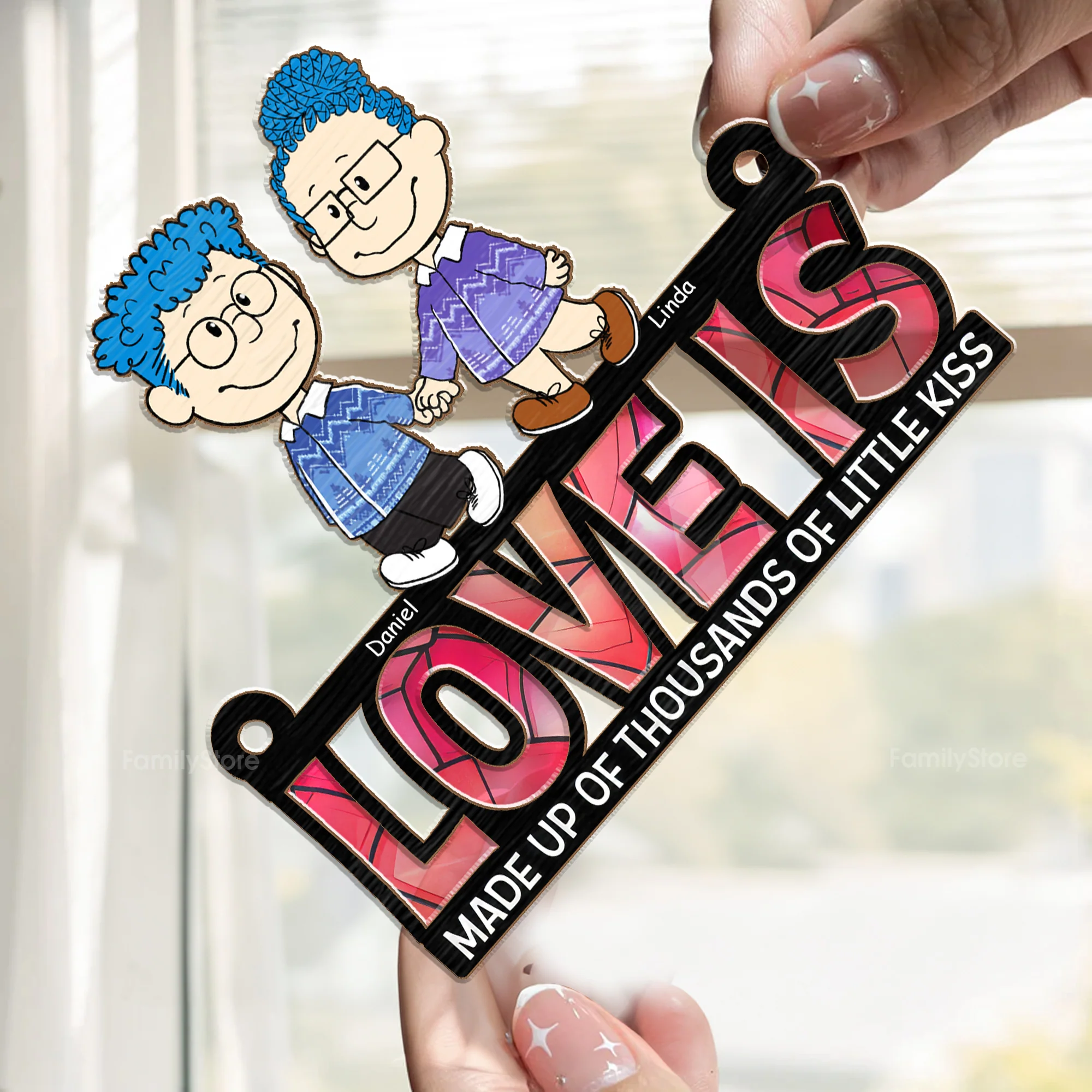 Love Is Made Up Of Thousands Of Little Kiss - Personalized Window Hanging Window Hanging Suncatcher Ornament - Gift For Couple, Husband Wife - CL43 NH96 - Image 2