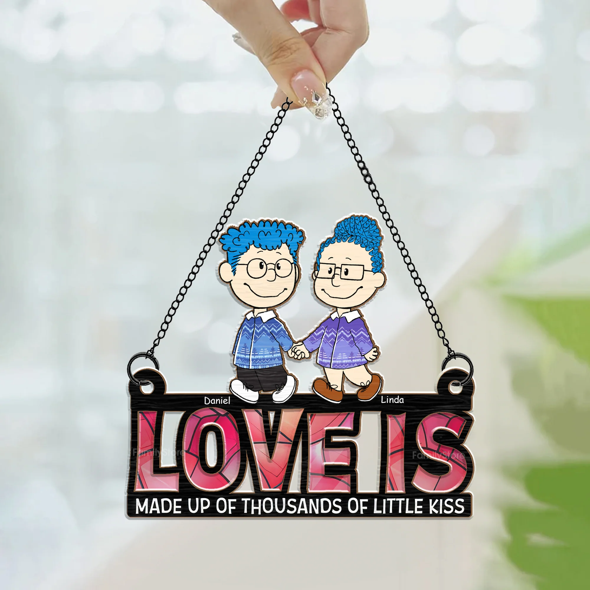 Love Is Made Up Of Thousands Of Little Kiss - Personalized Window Hanging Window Hanging Suncatcher Ornament - Gift For Couple, Husband Wife - CL43 NH96 - Image 3