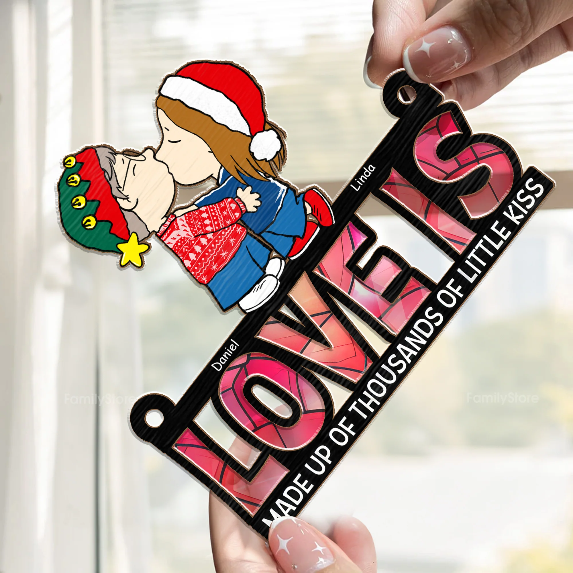 Love Is Made Up Of Thousands Of Little Kiss - Personalized Window Hanging Window Hanging Suncatcher Ornament - Gift For Couple, Husband Wife, Anniversary Gift - CL45 NA94 - Image 2
