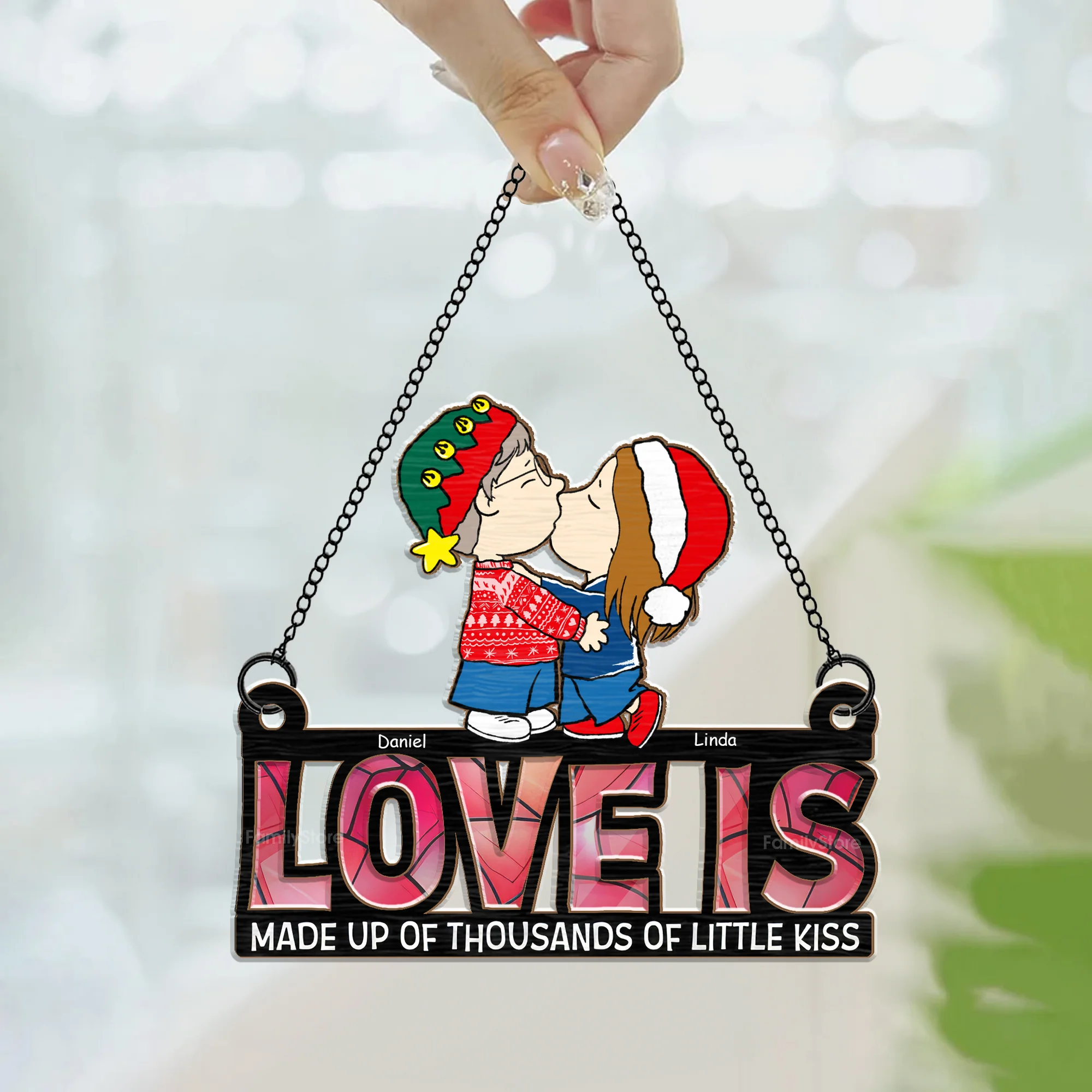 Love Is Made Up Of Thousands Of Little Kiss - Personalized Window Hanging Window Hanging Suncatcher Ornament - Gift For Couple, Husband Wife, Anniversary Gift - CL45 NA94 - Image 3
