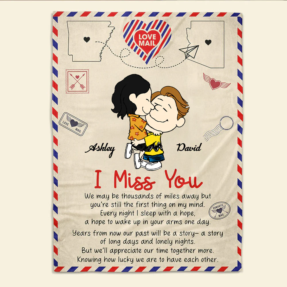 Love Mail, I Miss You Peanut - Personalized Blanket - Gift For Couple, Husband Wife | GR8 NH96 - Image 3