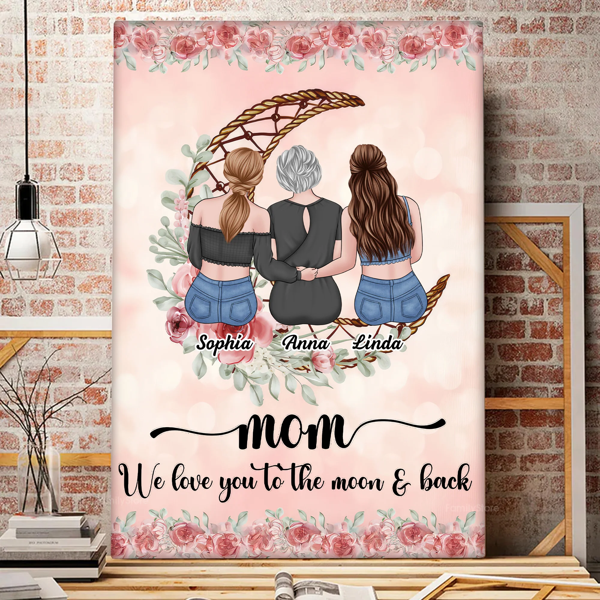 Love Mom To The Moon And Back - Personalized Canvas Poster - Gift For Mom, Mother's Day | GR24 NA94 - Image 3