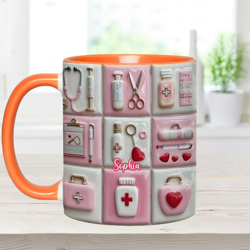 Love Nurse Life - Personalized Accent Mug - Gift For Nurse HN02 - Image 5