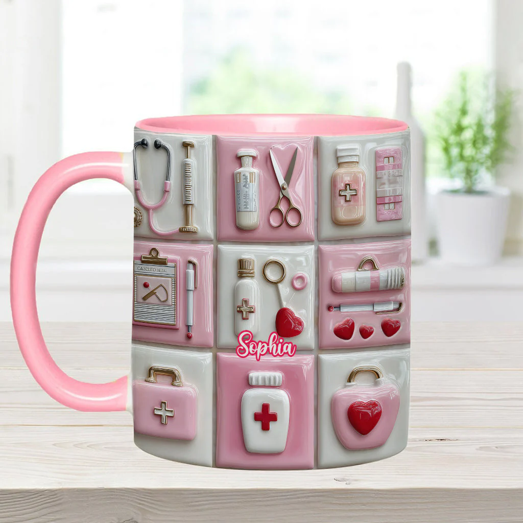 Love Nurse Life - Personalized Accent Mug - Gift For Nurse HN02 - Image 6