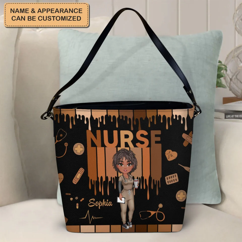 Love Nurse Life - Personalized Leather Tote Bag - Gift For Nurse | NR4 HH01 - Image 3