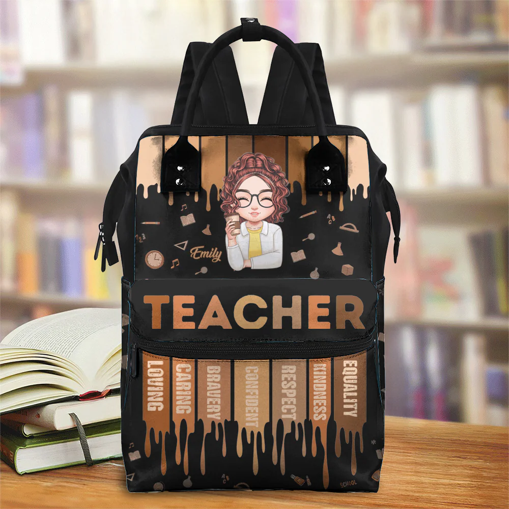 Love Teacher Life - Personalized Duckbilled Backpack - Gift For Teacher | CLTC05 HN02 - Image 2