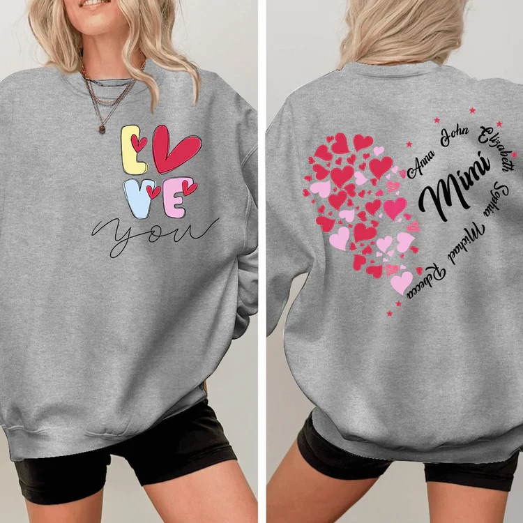 Love You Mimi With Grandkids - Personalized Sweatshirt - Gift For Grandma, Mom, Wife | Custom Sleeve NH96 - Image 5