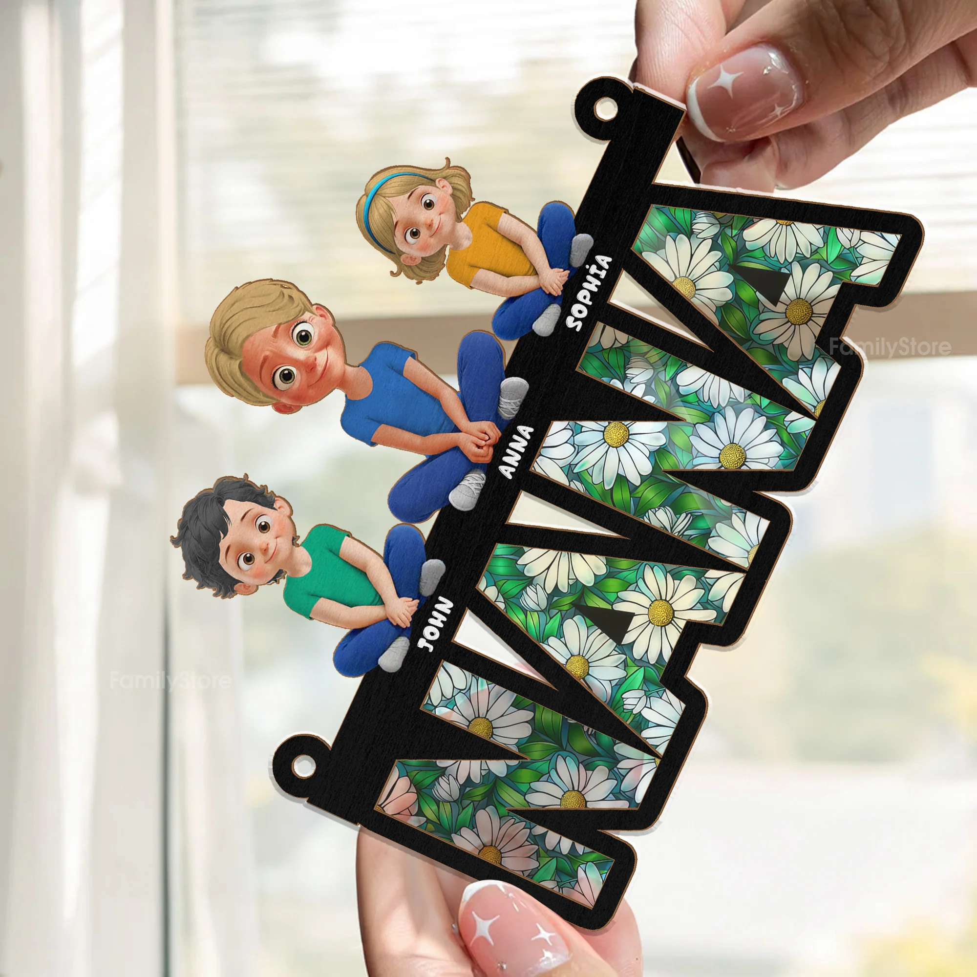 Love You Mom Grandma  - Personalized Window Hanging Window Hanging Suncatcher Ornament - Gift For Mom, Grandma, Mother's Day | GR25 NA94 - Image 2
