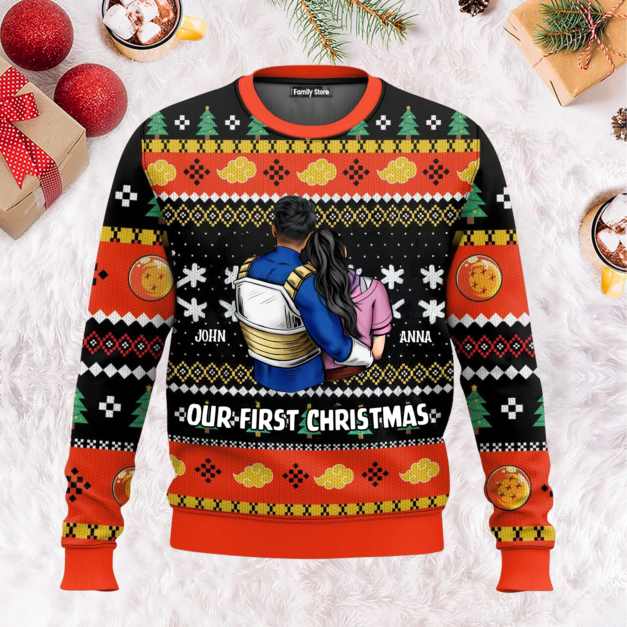 Love You Over 9000 Dragon Ball - Gift For Couples - Personalized Ugly Sweater - CL18 NH96 - Image 2