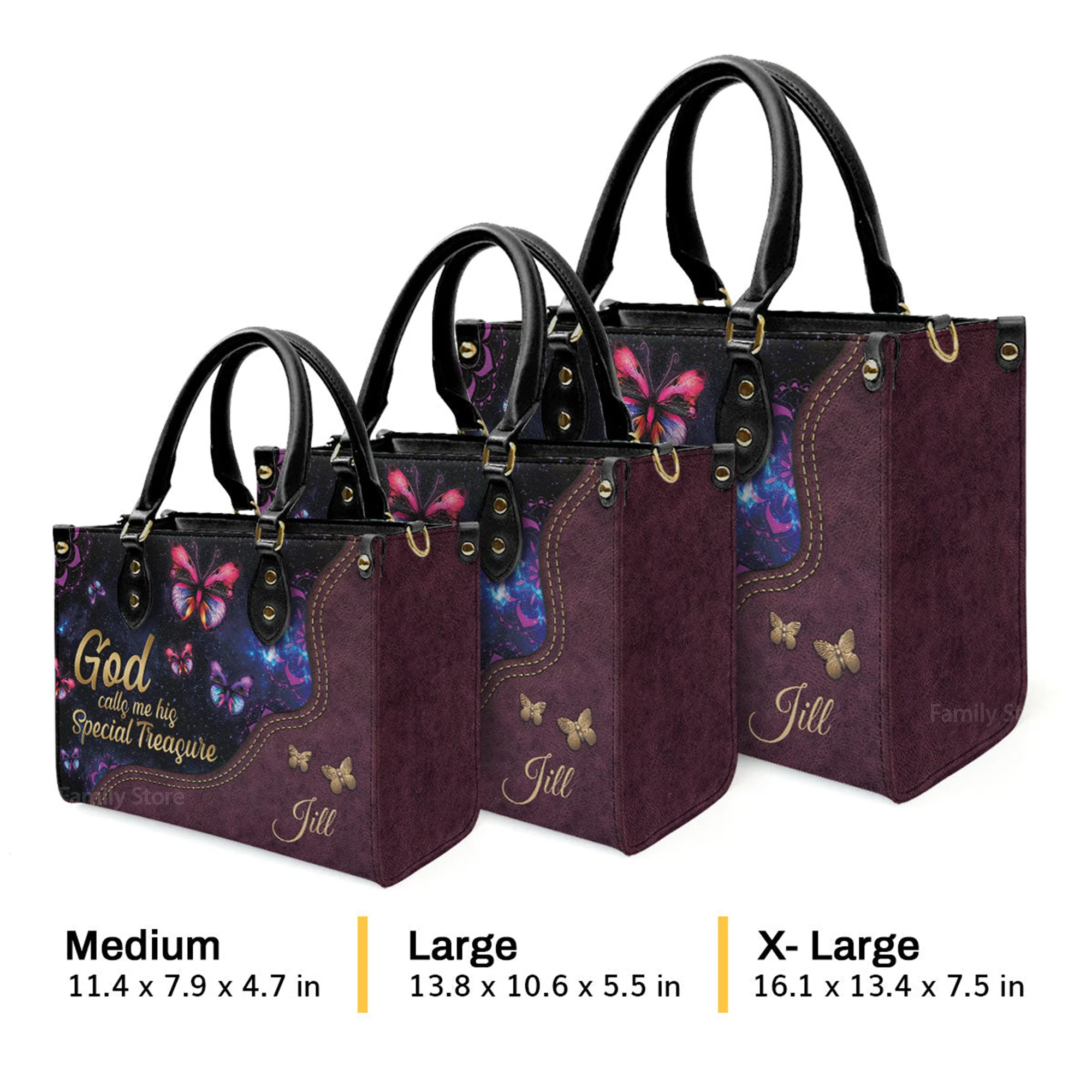 Lovely Butterfly - God Calls You His Special Treasure - Awesome Personalized Leather Handbag - AT4081327 - Image 4