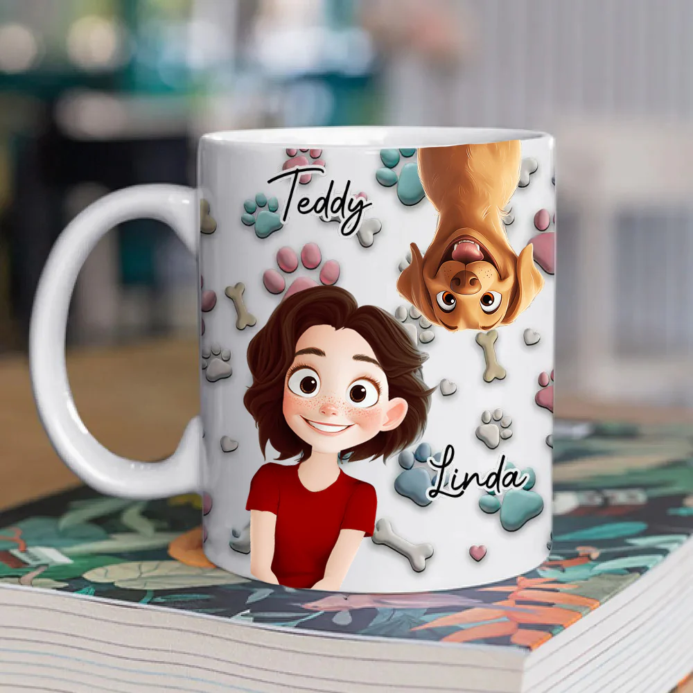 Lovely Dog And Human Cartoon - Personalized Mug - Gift for Pet Owners, Dog Lovers, Dog Mom | CLP15.V3 HH01 - Image 3