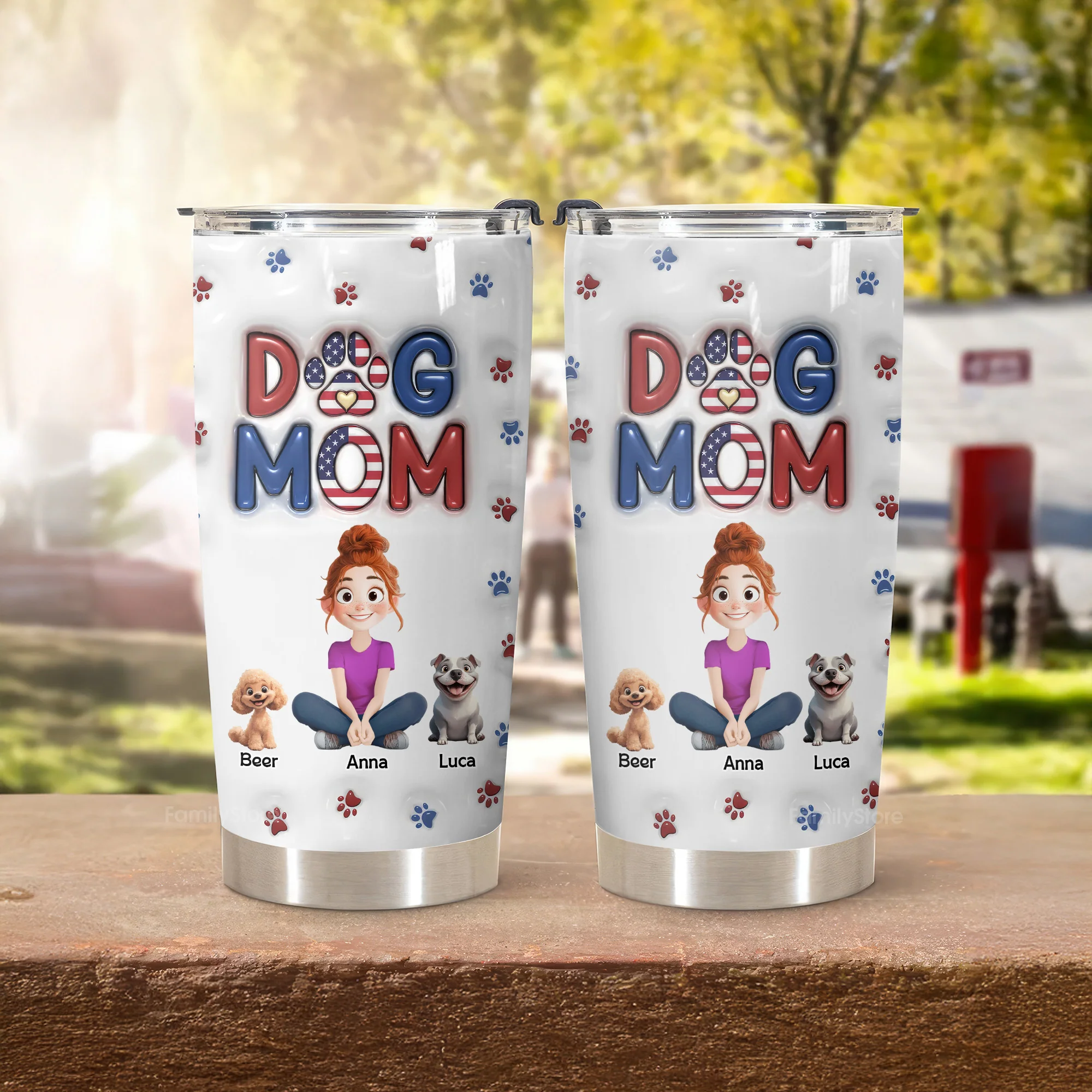 Lovely Dog Mom Independence Day 3D Inflated Effect Cartoon Dog - Personalized Tumbler Cup - Gift for Pet Owners, Pet Lovers, Dog Mom | CLP15 NH96 - Image 3