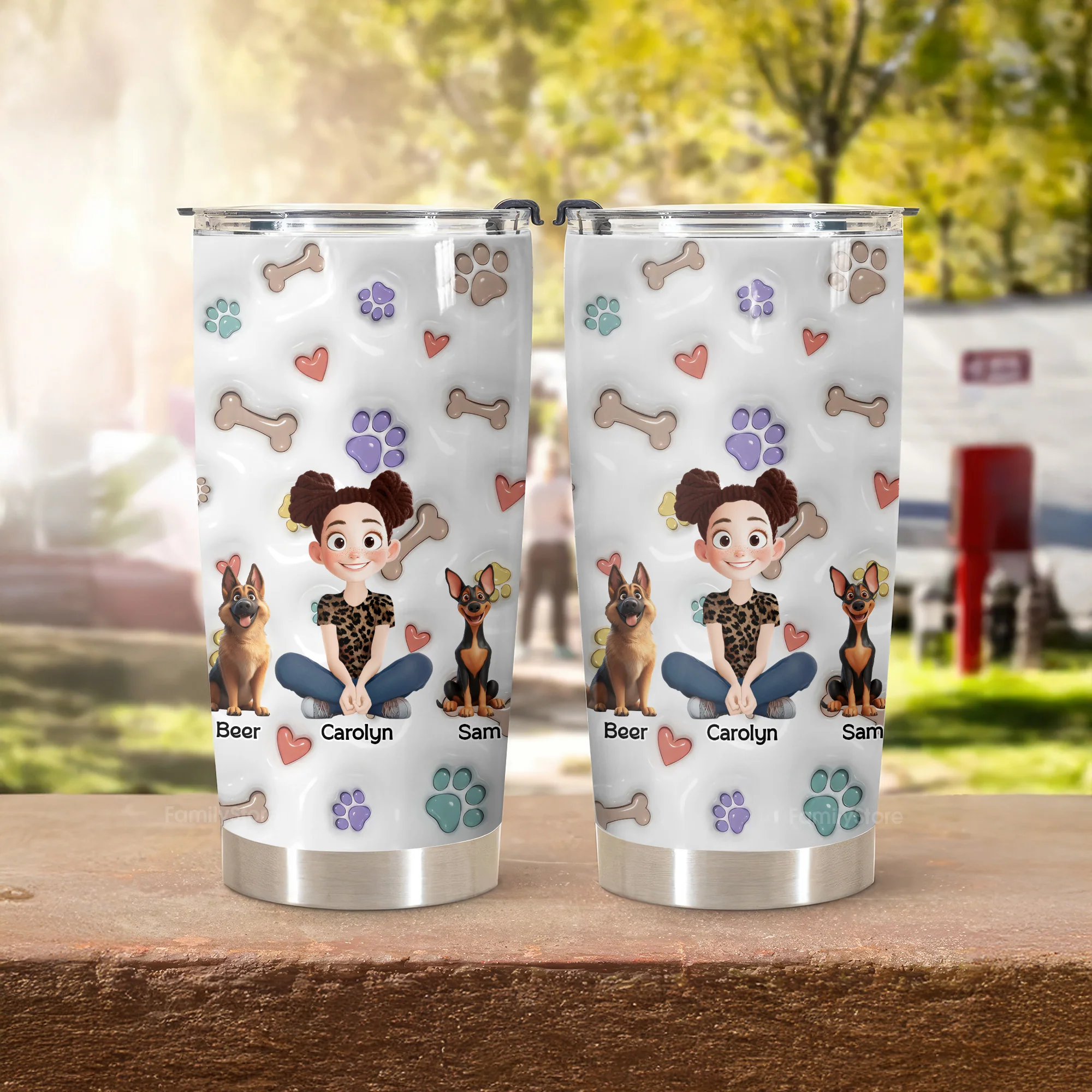 Lovely Dogs And Their Mom 3D Inflated Effect Cartoon Dog - Personalized Tumbler Cup - Gift for Pet Owners, Pet Lovers, Dog Mom | CLP16 NH96 - Image 4