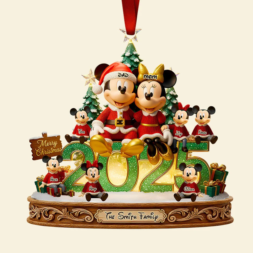 Magic Mouse Merry Family Glow Christmas - Personalized Acrylic Ornament - Christmas Gifts For Family NL122 - Image 4