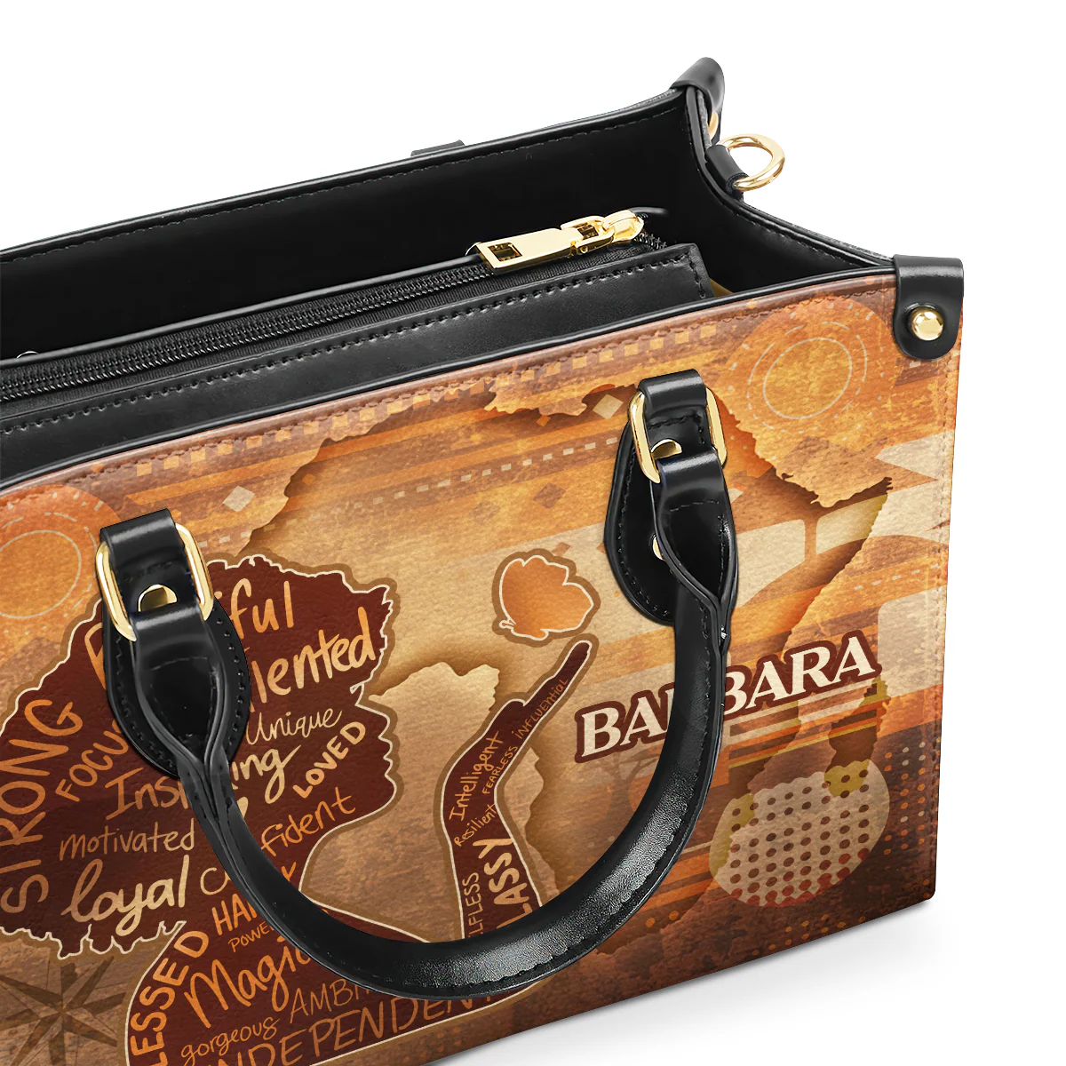 Magical African Queen - Personalized Afro Map Leather Handbag - Black Pride Gift For Her HD95 - Image 3