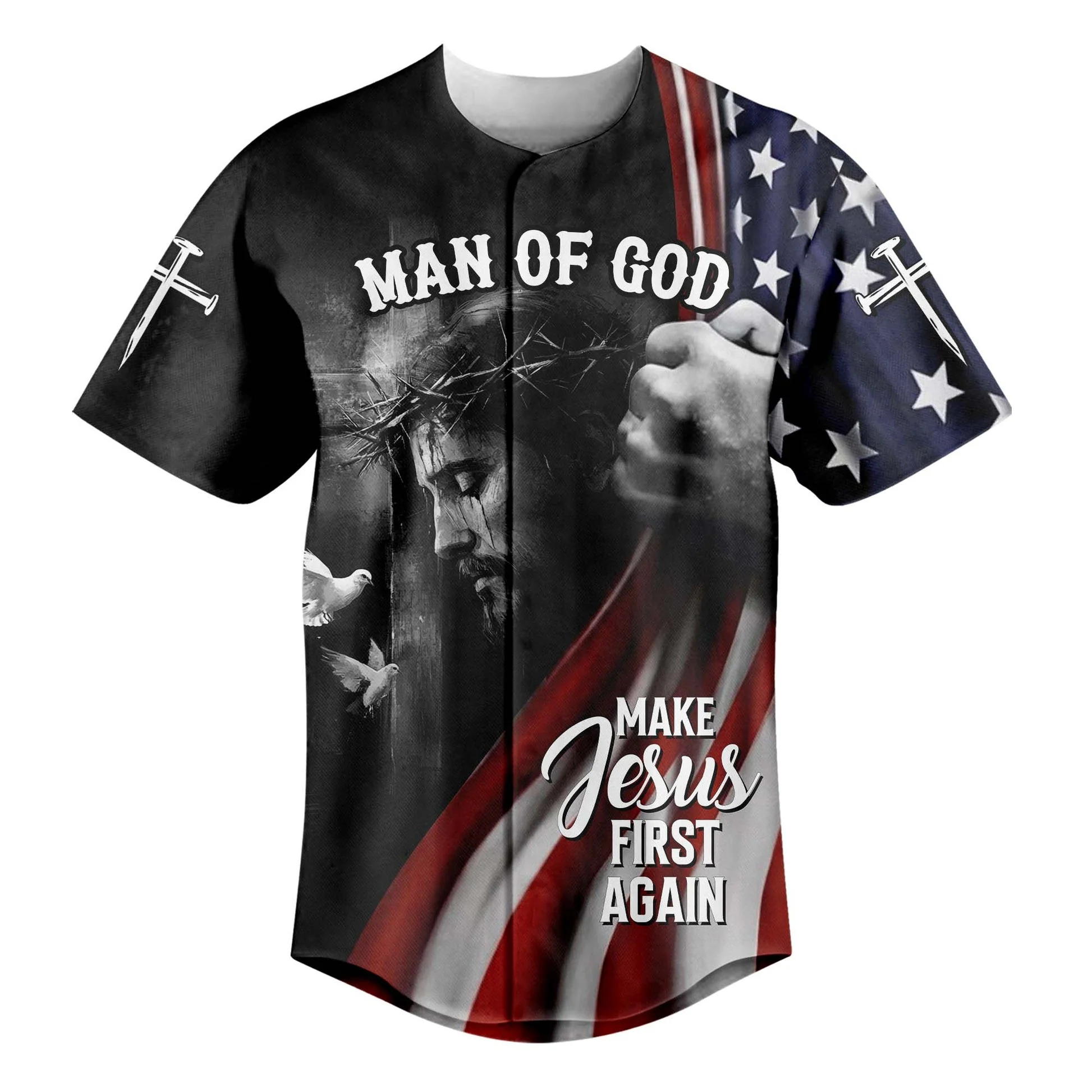 Make Jesus First Again Custom Name Baseball Jersey - Christant Gift For Him - Image 2